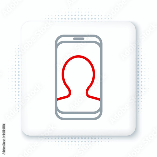 Line Taxi call telephone service icon isolated on white background. Taxi for smartphone. Colorful outline concept. Vector.