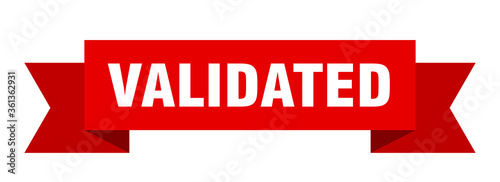 validated ribbon. validated isolated band sign. validated banner