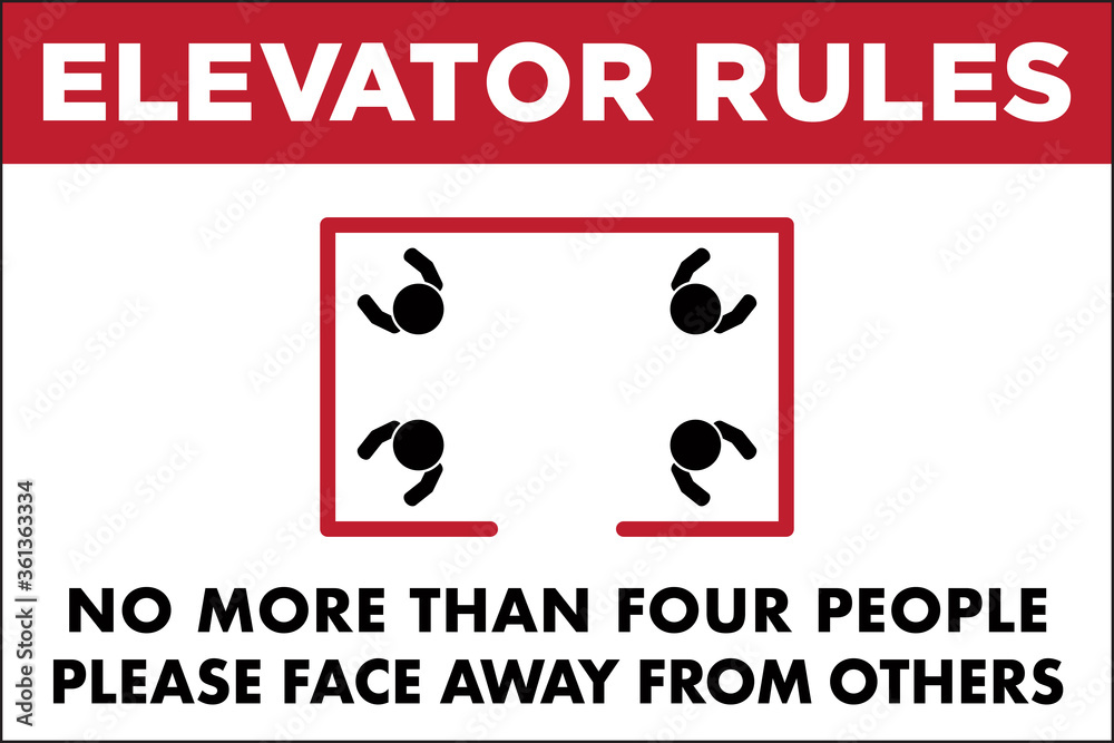 Vetor de Social Distancing Sign for Elevators Elevator Rules for