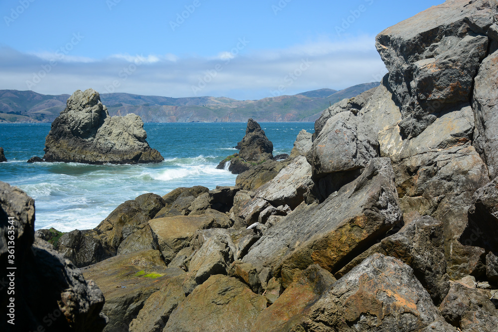 San Francisco California USA - August 17, 2019: Ocean view from Lands end Lookout
