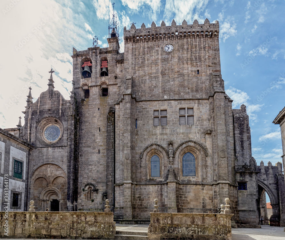 Strolling through the medieval streets of Tui. Tourism in Galicia. The most beautiful spots in Spain. Declared a Historic Artistic Site