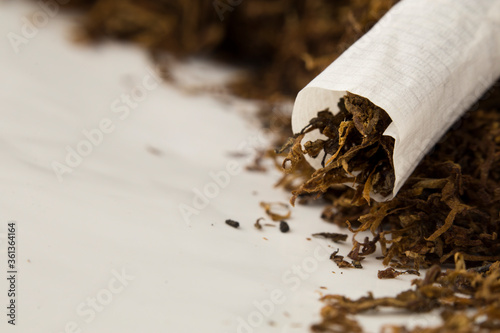 Wallpaper Mural macro photo of hand rolled tobacco in its leaves. there is space in the photo for text.	 Torontodigital.ca