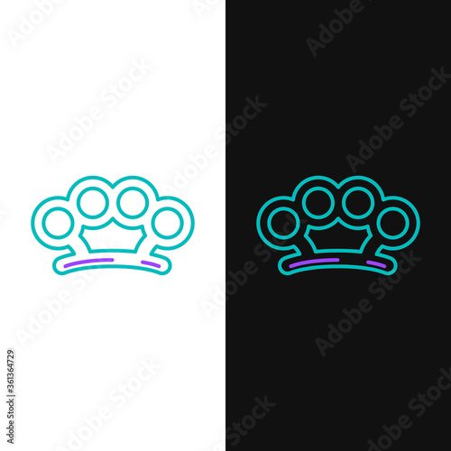 Line Brass knuckles icon isolated on white and black background. Colorful outline concept. Vector.