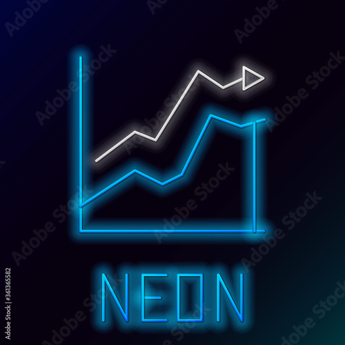 Glowing neon line Oil price increase icon isolated on black background. Oil industry crisis concept. Colorful outline concept. Vector.