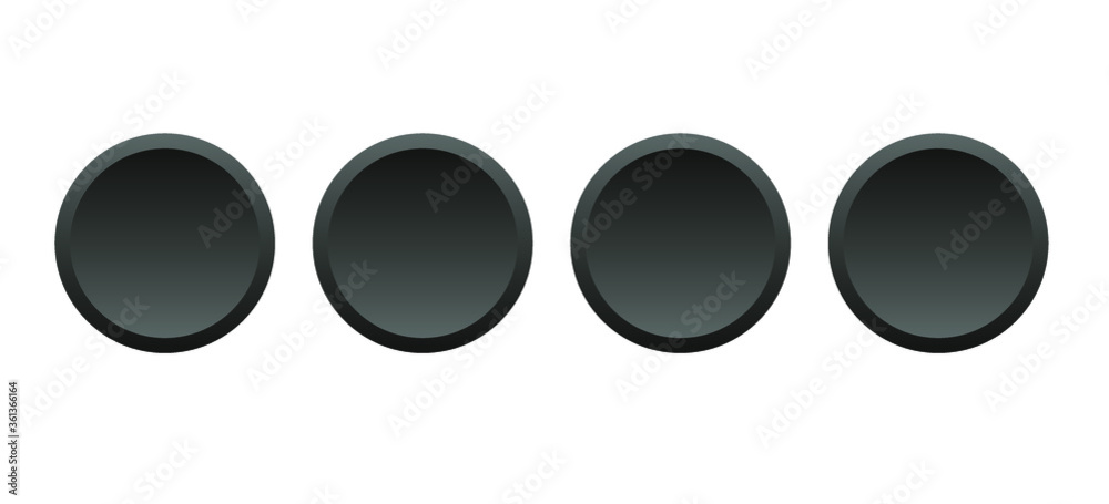 The basis for the buttons. Buttons realistic, black, concave, isolated on a white background. Vector illustration, eps 10.