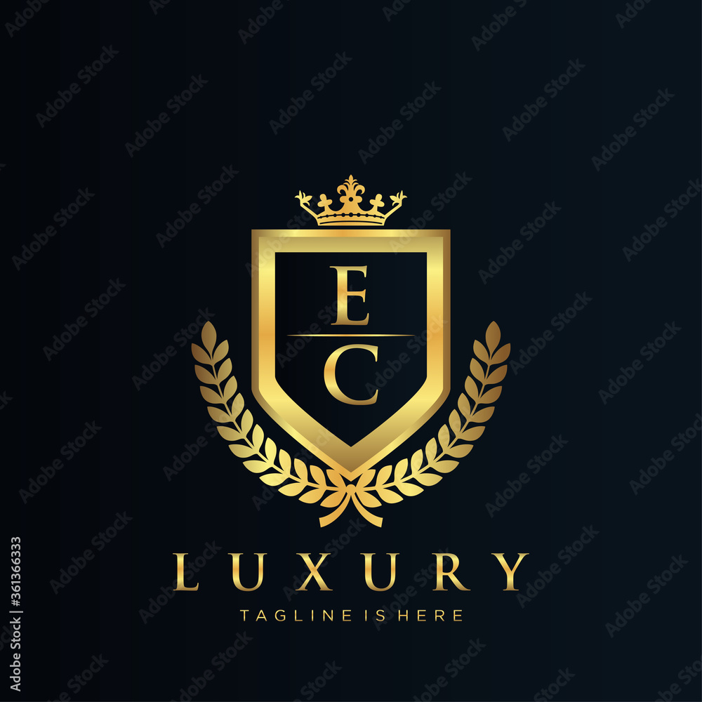 EC Letter Initial with Royal Luxury Logo Template Stock Vector | Adobe ...