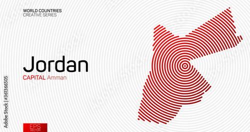 Abstract map of Jordan with red circle lines