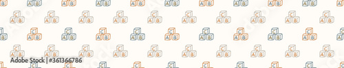 Seamless background abc block banner. Gender neutral baby pattern. Simple whimsical minimal earthy 2 tone color. Kids nursery toy border or boho fashion tribbon trim