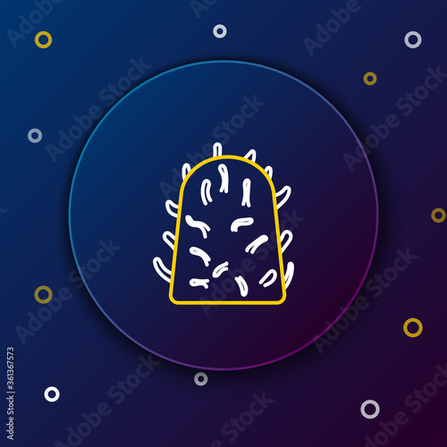 Line Rabies virus disease microorganisms icon isolated on blue background. Colorful outline concept. Vector.