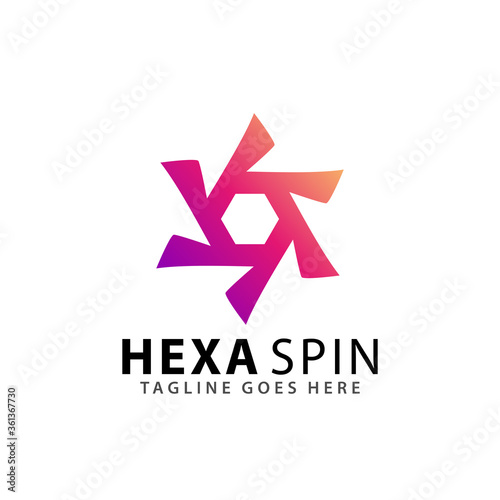 Abstract Hexagon Spinning Logos Design Vector Illustration Template