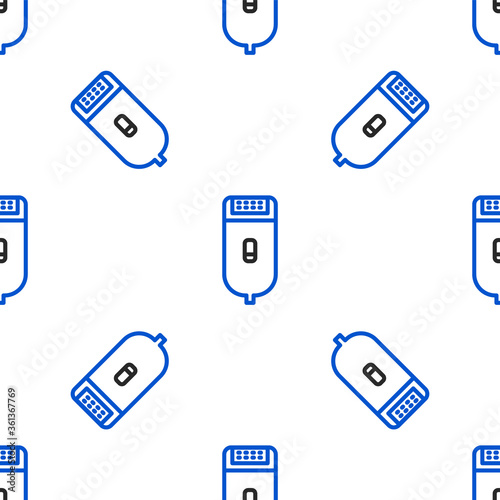 Line Electrical hair clipper or shaver icon isolated seamless pattern on white background. Barbershop symbol. Colorful outline concept. Vector.