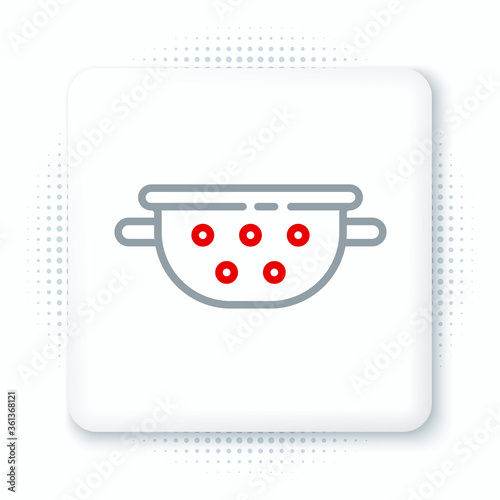 Line Kitchen colander icon isolated on white background. Cooking utensil. Cutlery sign. Colorful outline concept. Vector.