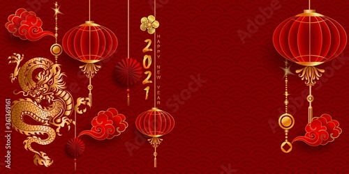 Happy new year 2021 / Chinese new year / Year of the ox / Zodiac sign for greetings card, invitation, posters, brochure, calendar, flyers, banners.