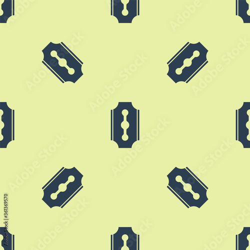 Blue Blade razor icon isolated seamless pattern on yellow background.  Vector Illustration