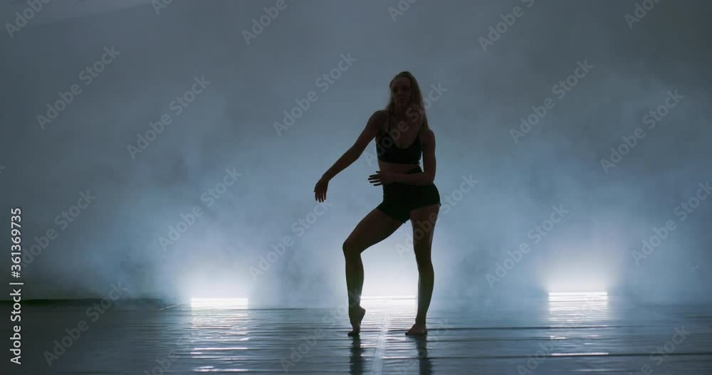 Contemporary dancing performers in dance practice class
