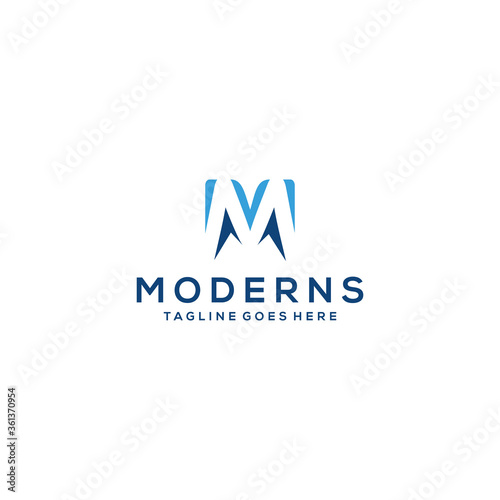 Creative Illustration modern M sign geometric logo design template 