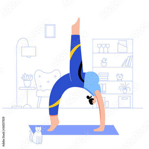 Yoga flat vector illustration. Healthy pregnancy.