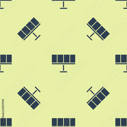 Blue Solar energy panel icon isolated seamless pattern on yellow background.  Vector Illustration