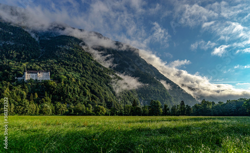 landscape with mountains and clouds.Castle Tratzberg in Tirol.2020 photo