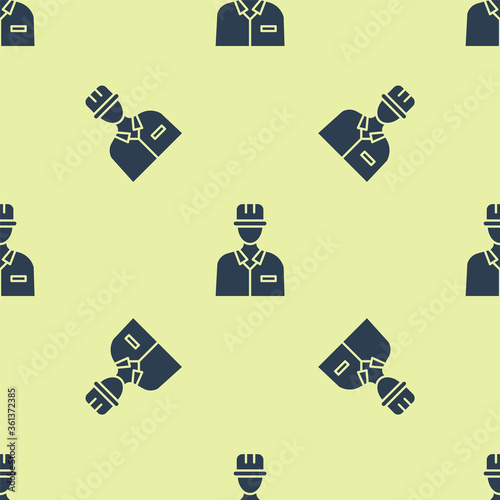 Blue Oilman icon isolated seamless pattern on yellow background.  Vector Illustration