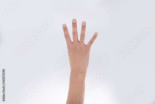 Number four index finger on white background © Jinshick