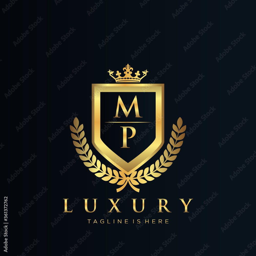 MP Letter Initial with Royal Luxury Logo Template Stock Vector | Adobe ...