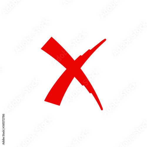 Red cross sign vector design. rejection symbol.