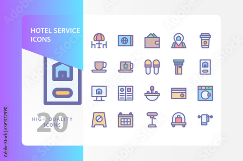 Hotel service icon pack isolated on white background. for your web site design, logo, app, UI. Vector graphics illustration and editable stroke. EPS 10.