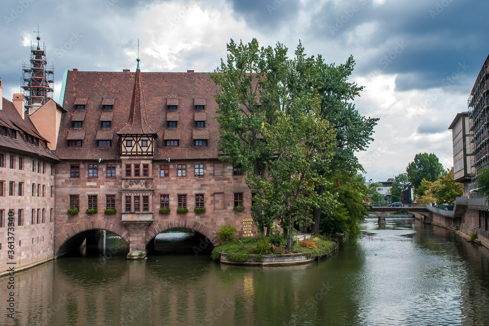Pegnitz river photographed in Nuremberg, Germany. Picture made in 2009.