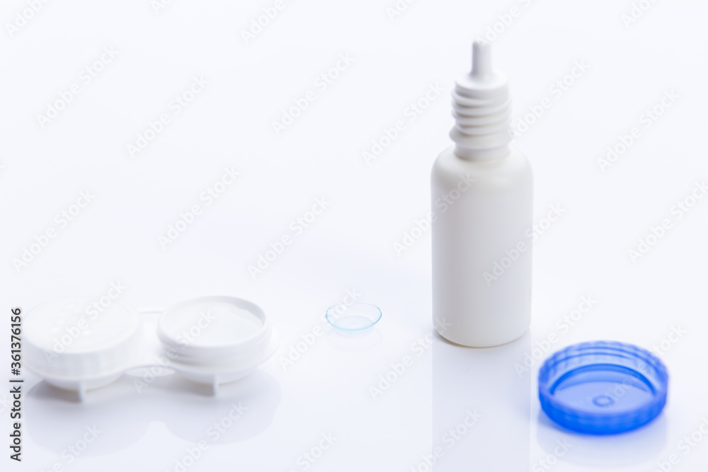 contact lens case on white background. contact lens case on white background.