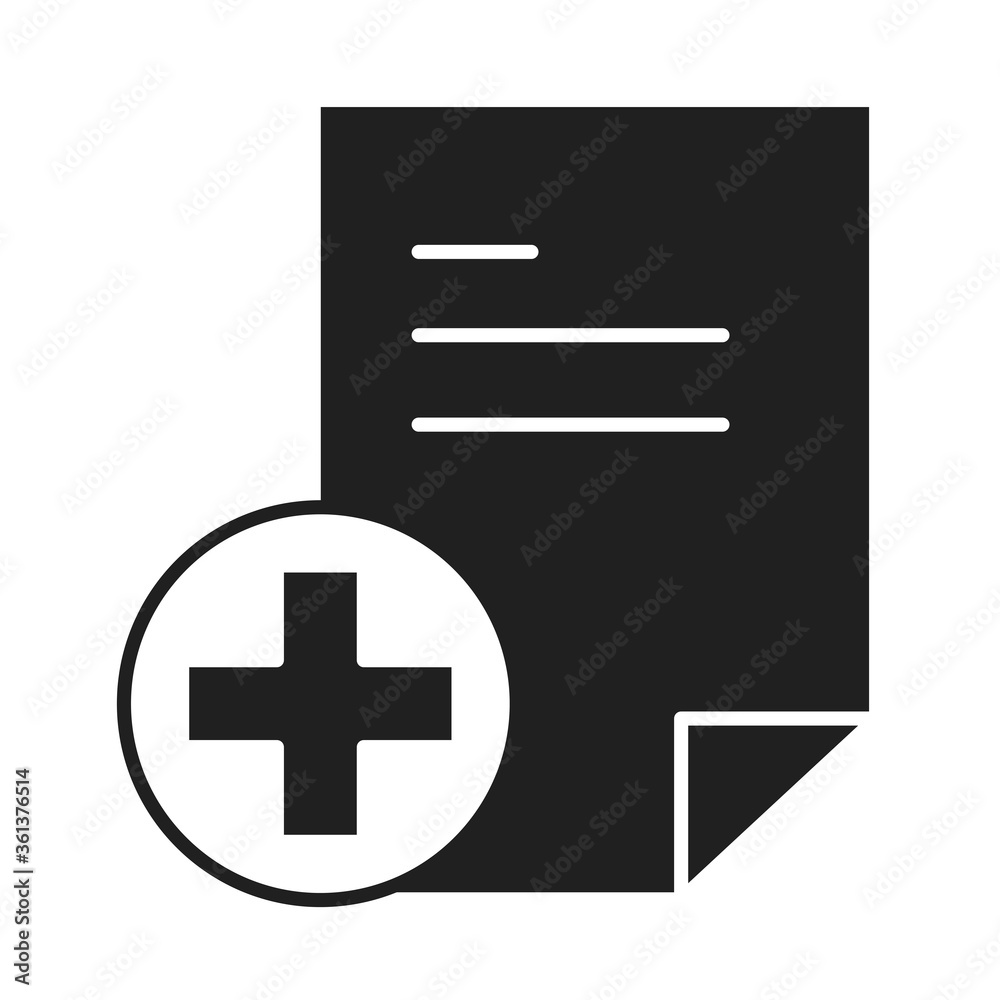 Obraz premium report document healthcare medical and hospital pictogram silhouette style icon