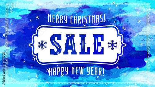 huge xmas sale announcement with white medallion shape illustration fancy with snowflakes over nails multicoloured watercolor scene
