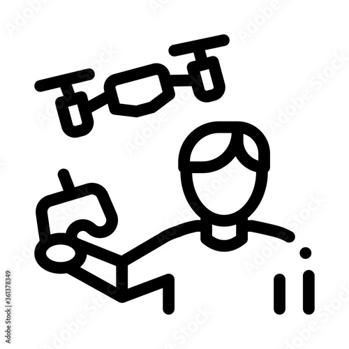 drone man with remote control icon vector. drone man with remote control sign. isolated contour symbol illustration