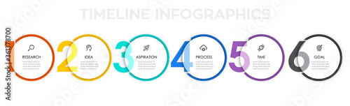 Vector Infographic label design with 6 options or steps. Infographics for business concept. Can be used for presentations banner, workflow layout, process diagram, flow chart, info graph