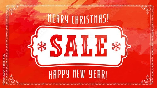 christmas and new years winter season sale with wild west icon over red watercolor background