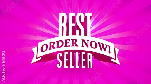 discount sales publicity concept for best seller encouraging clients to order now with massive letters over pink background