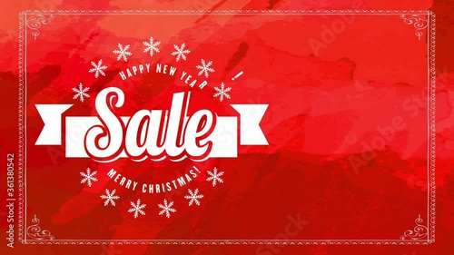 holiday trading with merry christmas and laughing new year cheering message garnished with flake over red background
