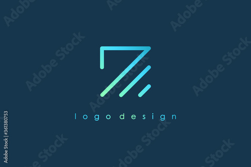 Abstract Initial Letter Z Logo. Blue Light Square Geometric Line Style isolated on Blue Background. Usable for Business and Branding Logos. Flat Vector Logo Design Template Element. photo