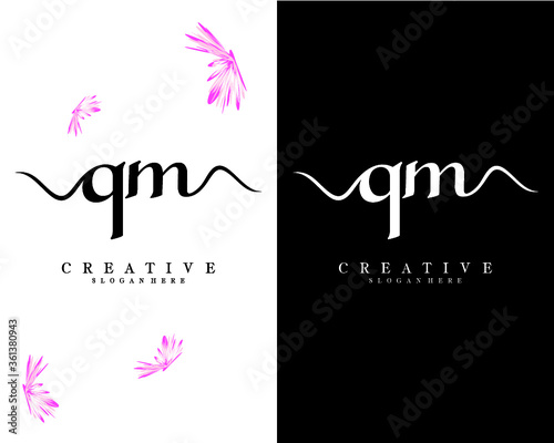 qm  mq creative script letter logo design vector