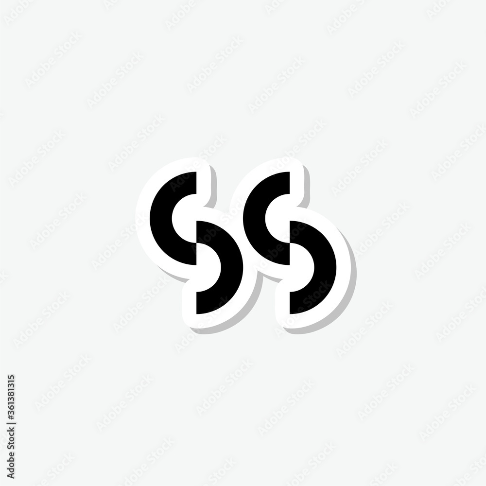 Initial Letter SS Logo sticker isolated on gray background Initial Letter SS Logo sticker isolated on gray background