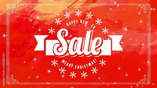 holiday trade with merry christmas and laughing new year cheering message garnished with snowflakes over red background