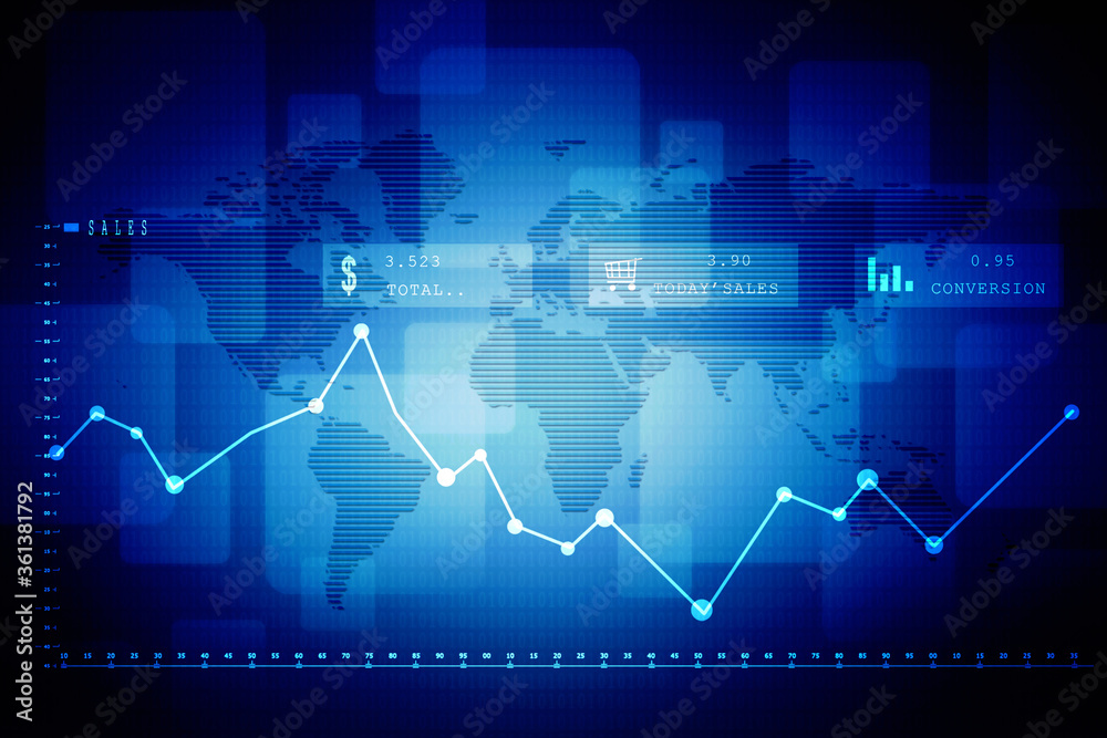 2d rendering Stock market online business concept. business Graph 2d rendering Stock market online business concept. business Graph