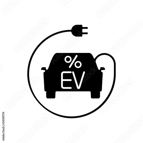 Electric car tax credit black glyph icon. American loan program for EV buyers silhouette symbol on white space. Eco friendly transport purchase financial benefits. Vector isolated illustration