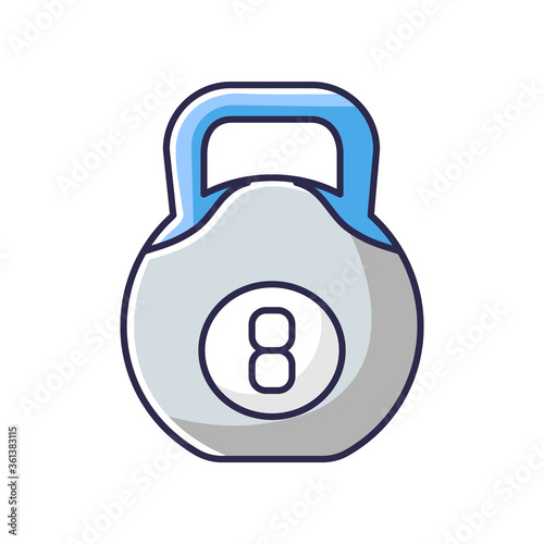 Kettlebell RGB color icon. Heavy gym equipment for intense weightlifting. Crossfit, bodybuilding. Sport gear for strongman training. Isolated vector illustration