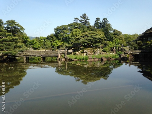 The sky reflected in water (Japanese traditional garden)