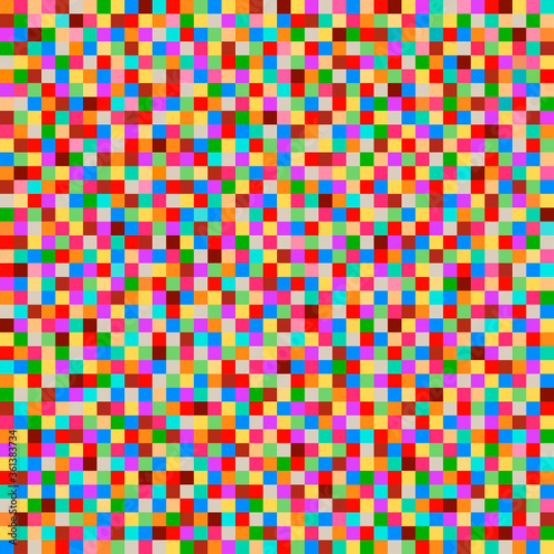 Seamless pattern of many small multi-colored squares of bright colors. Vector illustration