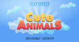 Casual cute animals 3d bold game text effect graphic style layer stayle font style