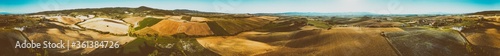 Panoramic aerial view of Tuscany Hills in summer season  Italy