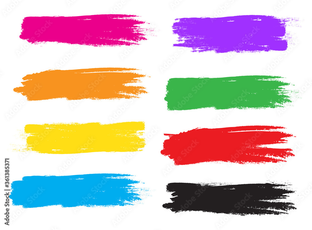 Multicolor brush stroke set isolated on white background. Trendy brush stroke vector for ink paint, grunge backdrop, dirt banner, watercolor design and dirty texture. Brush stroke vector Multicolor brush stroke set isolated on white background. Trendy brush stroke vector for ink paint, grunge backdrop, dirt banner, watercolor design and dirty texture. Brush stroke vector