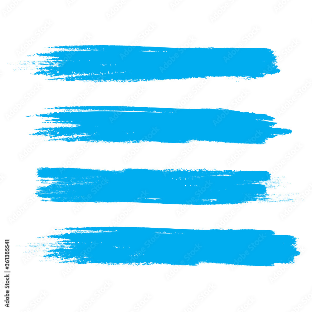 Blue brush stroke set isolated on white background. Trendy brush stroke vector for ink paint, grunge backdrop, dirt banner, watercolor design and dirty texture. Brush stroke vector